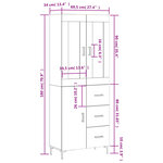 vidaXL Buffet haut Blanc 69 5x34x180 cm Bois d'ingénierie