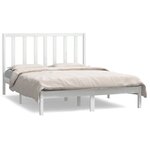 vidaXL Cadre de lit Blanc Bois de pin massif 140x190 cm