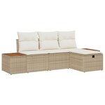 vidaXL Ensemble de canapé de jardin 4 pièces avec coussins en rotin poly beige