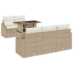 vidaXL Ensemble de canapé de jardin 6 Pièces beige et crème polyrotin