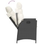 vidaXL Chaise inclinable de jardin avec coussins noir résine tressée