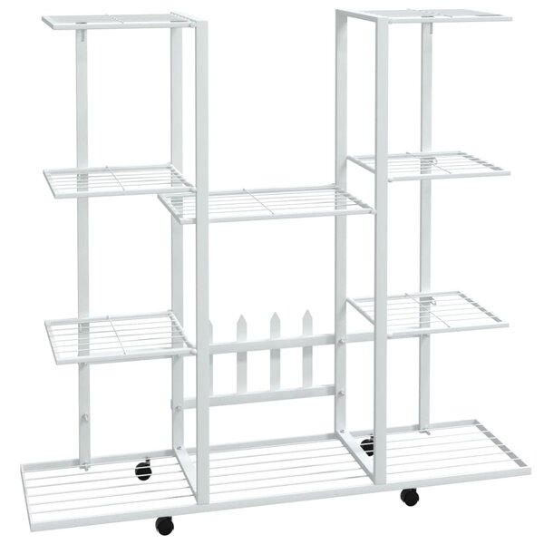 vidaXL Jardinière avec roues 94 5x24 5x91 5 cm Blanc Fer