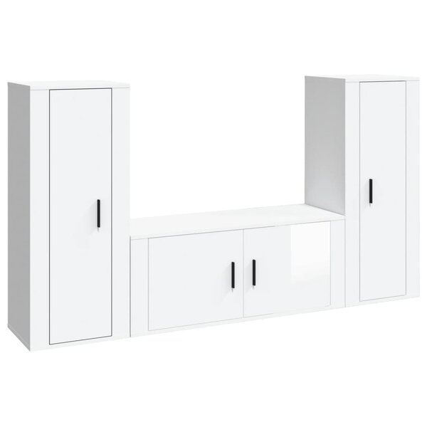 vidaXL Ensemble de meubles TV 3 Pièces Blanc brillant Bois d'ingénierie