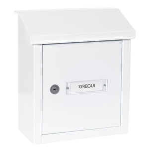 Boîte aux lettres en acier porte mur et portail. V4091 Fente de 23 x 4 cm Blanc