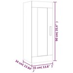 vidaXL Armoire murale Sonoma gris 35x34x90 cm Bois d'ingénierie