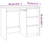 vidaXL Bureau Gris béton 90x45x76 cm Bois d’ingénierie