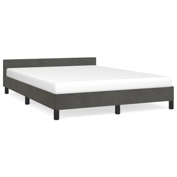 vidaXL Cadre de lit avec tête de lit Gris foncé 140x200 cm Velours