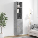 vidaXL Buffet haut Gris béton 34 5x34x180 cm Bois d'ingénierie