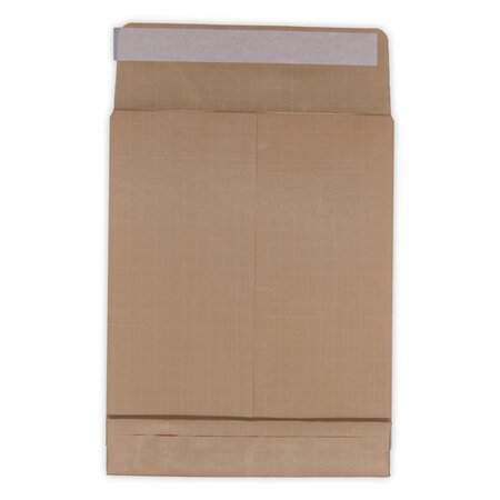 Lot de 100 enveloppes pochettes kraft armé à soufflet marron 260 x 330 + 50 mm