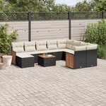 vidaXL Salon de jardin 11 Pièces avec coussins noir résine tressée