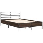vidaXL Cadre de lit chêne marron 140x190 cm bois d'ingénierie et métal