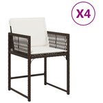 vidaXL Chaises de jardin avec coussins lot de 4 marron résine tressée