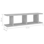 vidaXL Étagères murales 2 Pièces Gris béton 75x18x20 cm bois d'ingénierie
