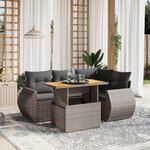 vidaXL Salon de jardin 5 Pièces avec coussins gris résine tressée