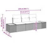 vidaXL Ensemble de 3 Canapés de Jardin avec Coussins Noir Poly Rattan Acacia