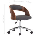 Chaise fauteuil siège pivotante de bureau informatique étude bois courbé et tissu gris 02_0024107