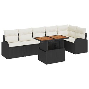 vidaXL Ensemble de canapé de jardin avec coussin 7 Pièces Noir et crème
