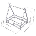 Lit Tipi enfant avec barrière bois massif gris 120 x 190 cm