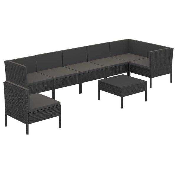 vidaXL Salon de jardin 8 Pièces avec coussins résine tressée noir