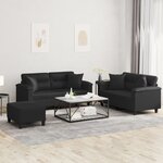 vidaXL Ensemble de canapés 3 Pièces avec coussins noir similicuir