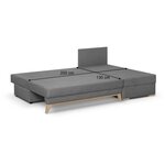 Canapé d'angle convertible - Tissu Gris - 197 x 91/132 x 82 cm - TEIJO