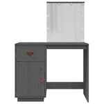 vidaXL Coiffeuse avec LED Gris 95x50x133 5 cm Bois de pin massif