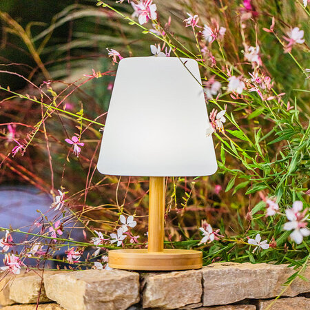 Lampe de table sans fil led standy mini wood bois clair bois naturel h25cm  - La Poste
