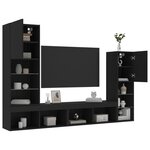 vidaXL Unités murales TV avec LED 4 Pièces noir bois d'ingénierie