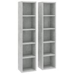 vidaXL Armoires à CD 2 Pièces Gris béton 21x16x93 5 cm Bois d'ingénierie