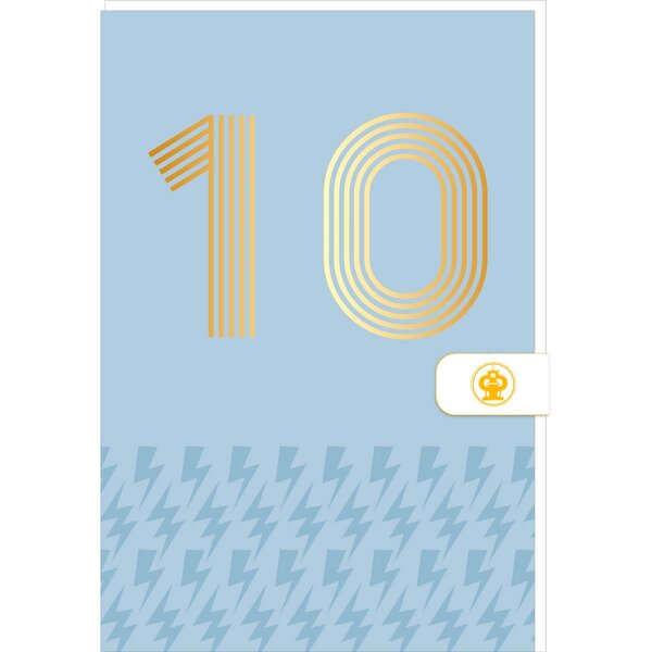 Carte D'anniversaire 10 Ans En Or - Bleu - A Message - Pour Enfant Garçon - 11 5 X 17 Cm - Draeger paris