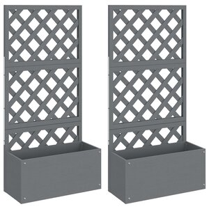 vidaXL Jardinières en treillis 2 Pièces Gris 65x33x135 cm WPC