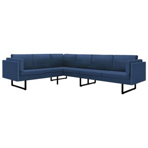 vidaXL Canapé d'angle Bleu Tissu
