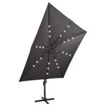 vidaXL Parasol déporté avec mât et lumières LED Anthracite 300 cm