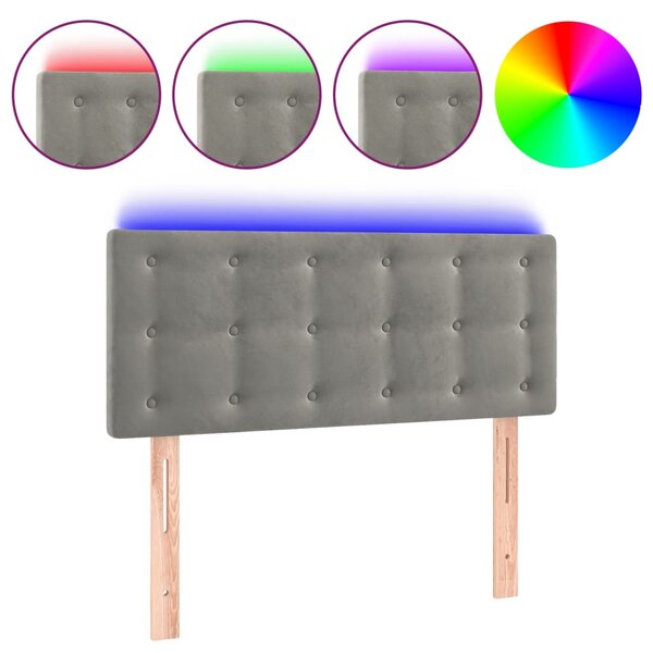 vidaXL Tête de lit à LED Gris clair 90x5x78/88 cm Velours