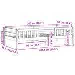 vidaXL Cadre de lit sans matelas cire marron 90x200 cm bois pin massif