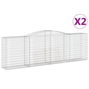 vidaXL Paniers à gabions arqués 2 Pièces 400x50x120/140 cm Fer galvanisé