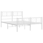 vidaXL Cadre de lit métal avec tête de lit/pied de lit blanc 135x190cm