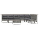 vidaXL Salon de jardin 8 Pièces avec coussins Gris Résine tressée