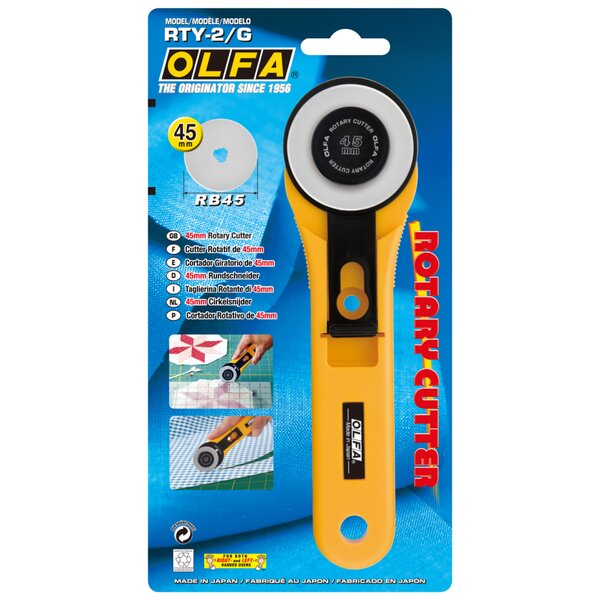 Olfa cutter coupeuse standard - rotatif - 45mm - jaune