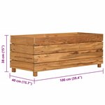 vidaXL Lit surélevé 100x40x38 cm bois de teck recyclé et acier