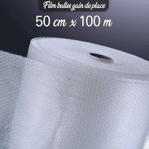 Lot de 6 rouleaux de film bulle d'air 35µ gain de place 50cm x 100 mètres