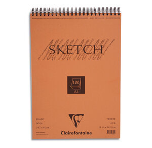 Bloc Sketch croquis RI A3 90g 100F blanc CLAIREFONTAINE