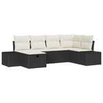 vidaXL Ensemble de 6 pièces de canapé de jardin avec coussins en poly rattan noir