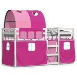 vidaXL Lit superposé avec rideaux rose 90x190 cm bois pin massif