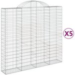 vidaXL Paniers à gabions arqués 5 Pièces 200x50x180/200 cm Fer galvanisé