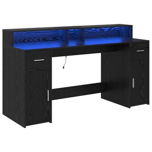vidaXL Bureau Chêne Noir 160x55x91 cm Bois d'ingénierie