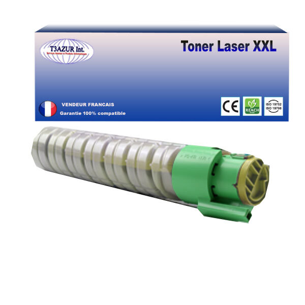 Toner compatible avec ricoh aficio spc410dn  spc411dn  spc420dn  type 245 remplace ricoh 888313 -jaune -15 000 pages - t3azur