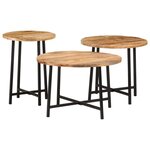 vidaXL Tables basses gigognes 3 Pièces bois massif de manguier et fer