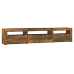 vidaXL Meuble TV avec lumières LED Chêne fumé 195x35x40 cm