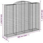 vidaXL Paniers à gabions arqués 9 Pièces 300x50x220/240 cm fer galvanisé